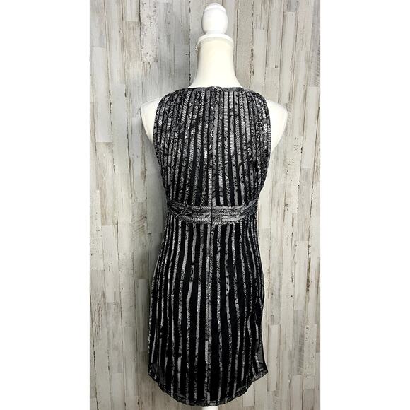 NWT Cache Women's Size 8 Black & White Striped Sleeveless Cocktail Dress - Picture 6 of 9